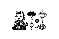 Black cute illustration and collection element lunar year Product Image 1