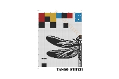 Black dragonfly silhouette abstract cross stitch pattern - Tango Stitch