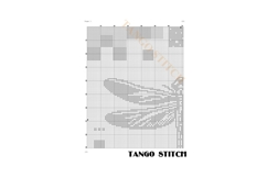 Black dragonfly silhouette abstract cross stitch pattern - Tango Stitch