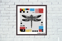 Black dragonfly silhouette abstract cross stitch pattern - Tango Stitch