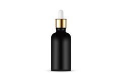 Black Dropper Bottle Mockup With Golden Cap Product Image 1