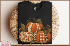 Fall faux embroidery pumpkins, plaid Autumn pumpkins Product Image 4