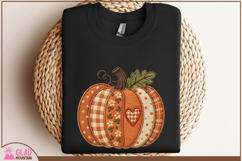 Fall faux embroidery plaid pumpkin, Polka Dot Autumn pumpkin Product Image 5