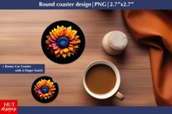 Floral Round coaster png, Colorful flower car coaster design Product Image 1