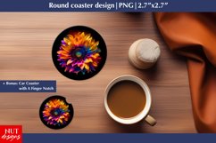 Floral Round coaster png, Colorful flower car coaster design Product Image 1