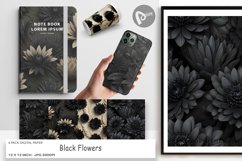 Digital Paper Black Flowers Product Image 1