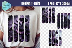 Black Flowers Brush Stroke Sublimation Product Image 1