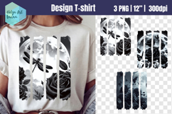 Black Flowers Brush Stroke Sublimation Product Image 1