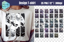 Black Flowers Brush Stroke Sublimation Product Image 1