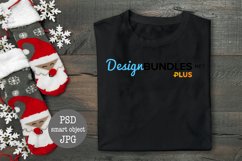 Black folded T-Shirt mock up Christmas decoration PSD smart object