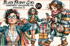 Black Friday Girl Clipart | Cute Fashion Shopping Clipart Product Image 1