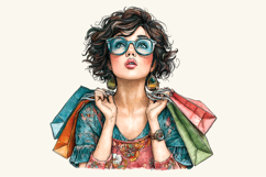 Black Friday Girl Clipart | Cute Fashion Shopping Clipart Product Image 2