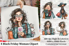 Black Friday Woman Clipart | Fashionable Shopping Girls Product Image 1