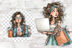 Black Friday Woman Clipart | Fashionable Shopping Girls Product Image 2