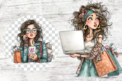 Black Friday Woman Clipart | Fashionable Shopping Girls Product Image 2