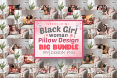 Afro Girl /Woman braided hair Pillow Bundle, Black Queen PNG Product Image 1