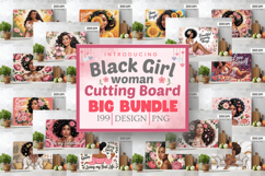 Afro Girl/Woman Melanin braided hair Cutting Board PNG Bundl Product Image 1