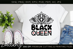 Black Queen SVG PNG EPS DXF Black Girl Magic T-shirt Design Product Image 1
