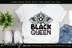 Black Queen SVG PNG EPS DXF Black Girl Magic T-shirt Design Product Image 1