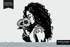Black Girl SVG With Sunflowers African American SVG 