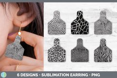Bundle of six Black Glitter Animal Print cow tag earrings sublimation designs.