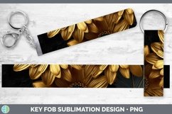 GorgeousBlack Gold Flowers Key Fob design.
