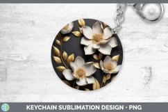 GorgeousBlack Gold Flowers Keychain design.