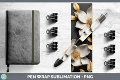 GorgeousBlack Gold Flowers Pen Wrap design.