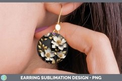 GorgeousBlack Gold Flowers Round Earrings design.