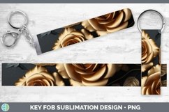 GorgeousBlack Gold Flowers Key Fob design.
