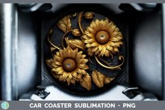 GorgeousBlack Gold Flowers Car Coaster design.