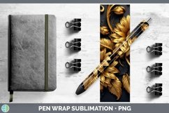 GorgeousBlack Gold Flowers Pen Wrap design.