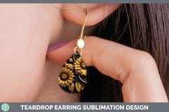 GorgeousBlack Gold Flowers Teardrop Earrings design.
