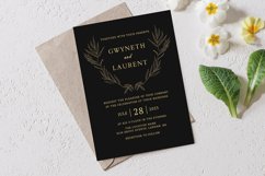 Black Gold Foliage Wreath Wedding Invitation Product Image 1