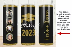 Graduation Skinny Tumbler Wrap | Black and Gold Design Product Image 2