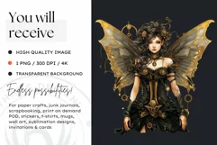 Steampunk Fairy Clipart Black and Gold PNG sublimation Product Image 2