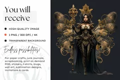 Steampunk Fairy Clipart Black and Gold PNG sublimation Product Image 2