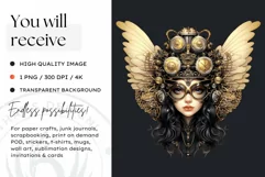 Steampunk Fairy Clipart Black and Gold PNG sublimation Product Image 2