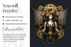 Steampunk Fairy Clipart Black and Gold PNG sublimation Product Image 2