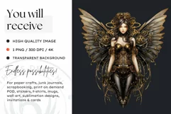 Steampunk Fairy Clipart Black and Gold PNG sublimation Product Image 2
