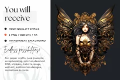 Steampunk Fairy Clipart Black and Gold PNG sublimation Product Image 2