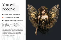 Steampunk Fairy Clipart Black and Gold PNG sublimation Product Image 2