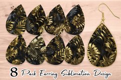 Black Gold Tropical Leaves Earring teardrop sublimation desi Product Image 1