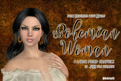 Bohemian Woman with Black Hair 3D Poser .PNG Graphics Product Image 1