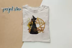 Happy Halloween Pentagram Dark Hair Dark Witch PNG Graphic Product Image 5