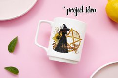 Happy Halloween Pentagram Dark Hair Dark Witch PNG Graphic Product Image 4