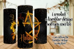 Happy Halloween Pentagram Dark Hair Dark Witch PNG Graphic Product Image 6