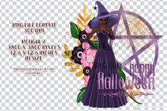 Purple Halloween Pentagram Dark Hair Dark Witch PNG Graphic Product Image 2