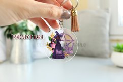 Purple Halloween Pentagram Dark Hair Dark Witch PNG Graphic Product Image 5