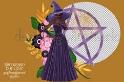 Purple Pentagram and Witch, Halloween Sublimation Design, d1 Product Image 2